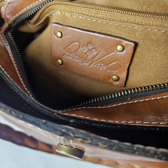 Patricia Nash Rienzo Leather Shoulder Bag Satchel Tan Classic Heritage P35701 - Picture 6 of 14